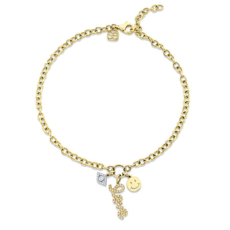 Gold & Diamond Protection, Love & Happiness Anklet - Sydney Evan Fine Jewelry