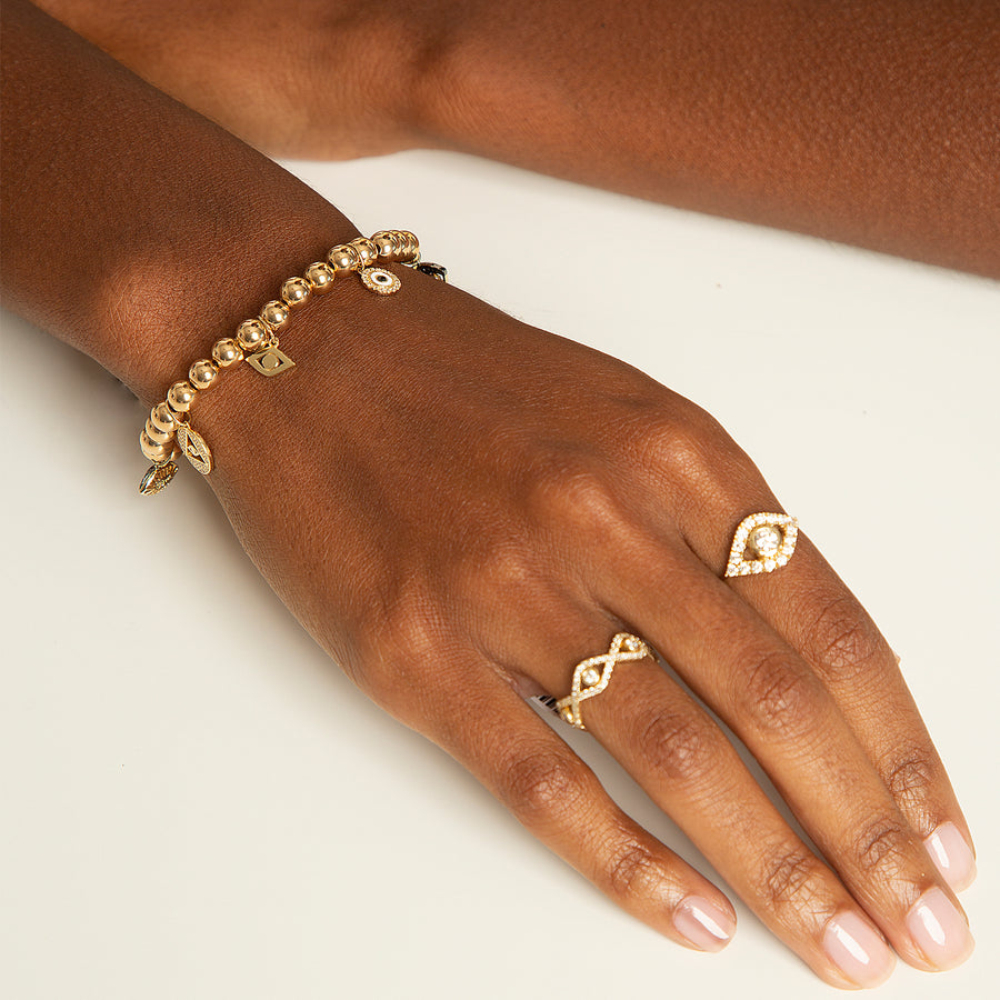 Gold & Diamond Protection Multi-Charm on Gold Beads - Sydney Evan Fine Jewelry