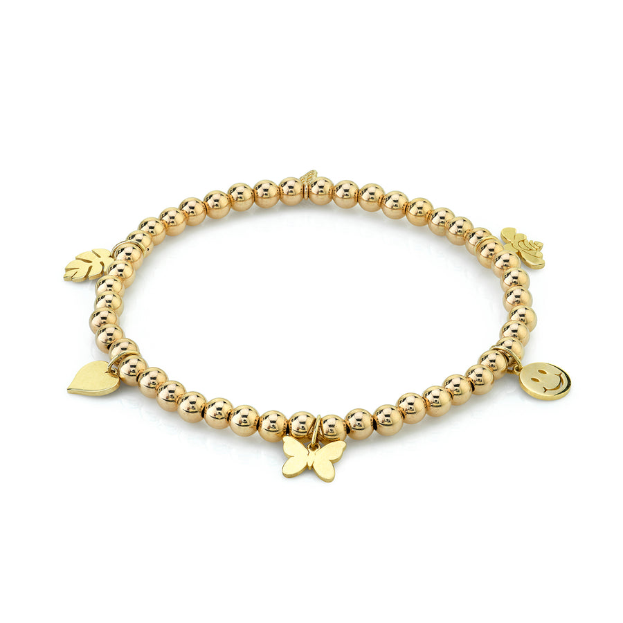 Pure Gold Tiny Multi-Charm on Gold Beads - Sydney Evan Fine Jewelry