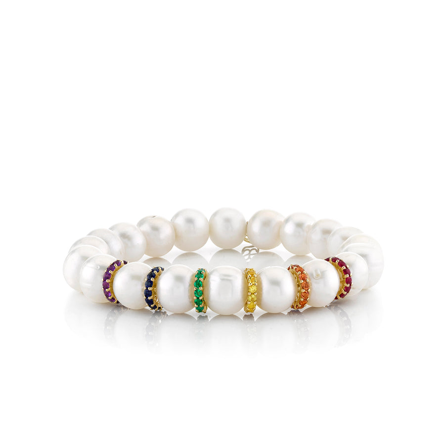 Gold & Rainbow Multi-Rondelle Pearl Bracelet - Sydney Evan Fine Jewelry