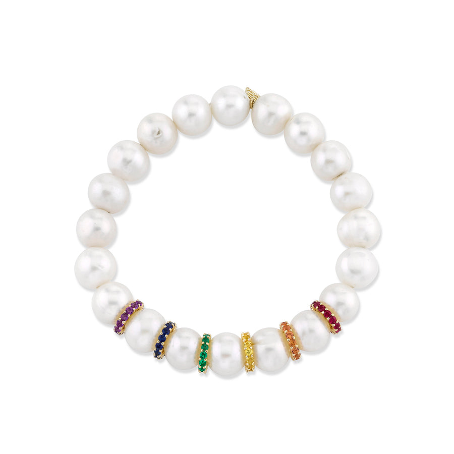 Gold & Rainbow Multi-Rondelle Pearl Bracelet - Sydney Evan Fine Jewelry