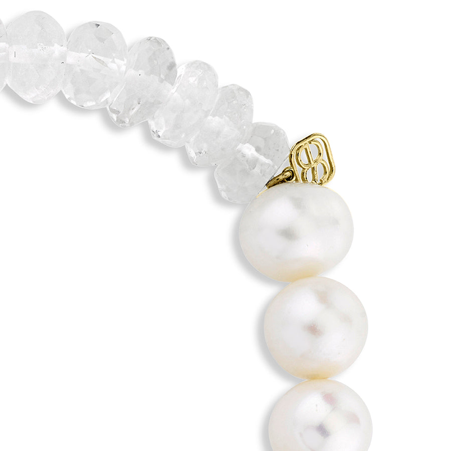 Gold & Diamond Camellia Flower on Pearl & Quartz - Sydney Evan Fine Jewelry