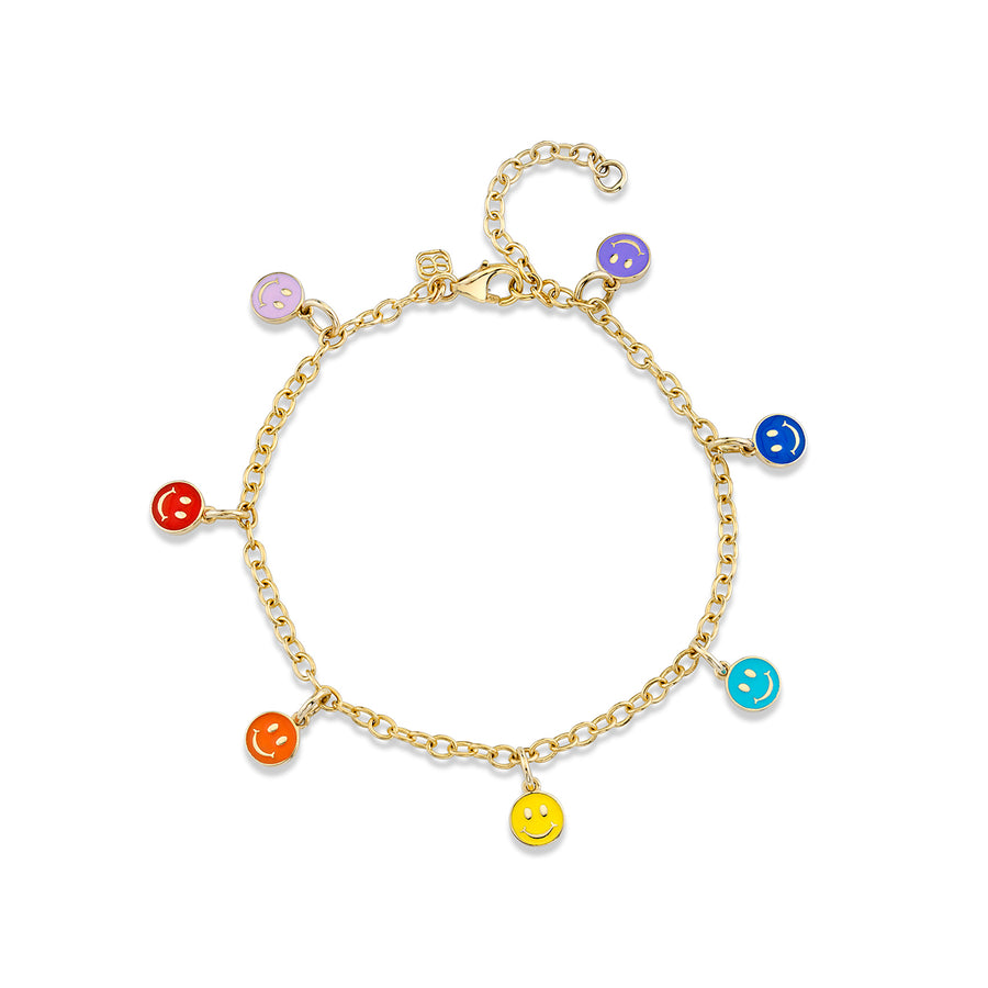 Kids Collection Gold & Enamel Tiny Happy Face Bracelet - Sydney Evan Fine Jewelry