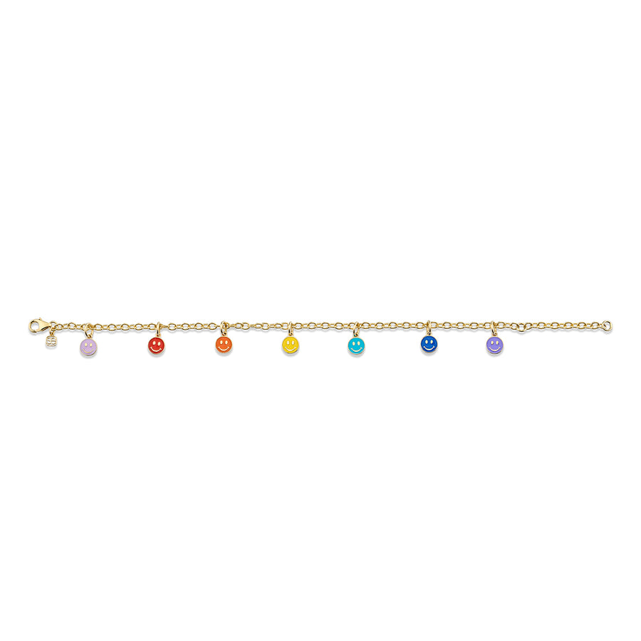 Kids Collection Gold & Enamel Tiny Happy Face Bracelet - Sydney Evan Fine Jewelry