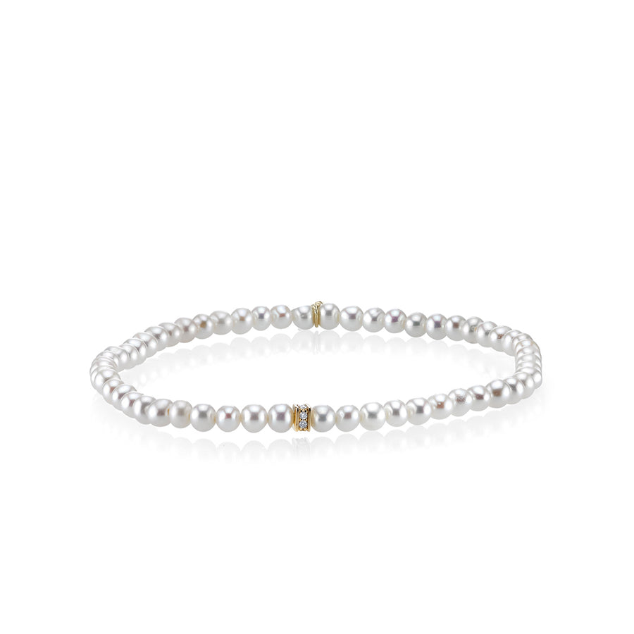 Gold & Diamond Rondelle on Pearls - Sydney Evan Fine Jewelry