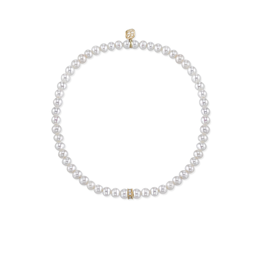 Gold & Diamond Rondelle on Pearls - Sydney Evan Fine Jewelry