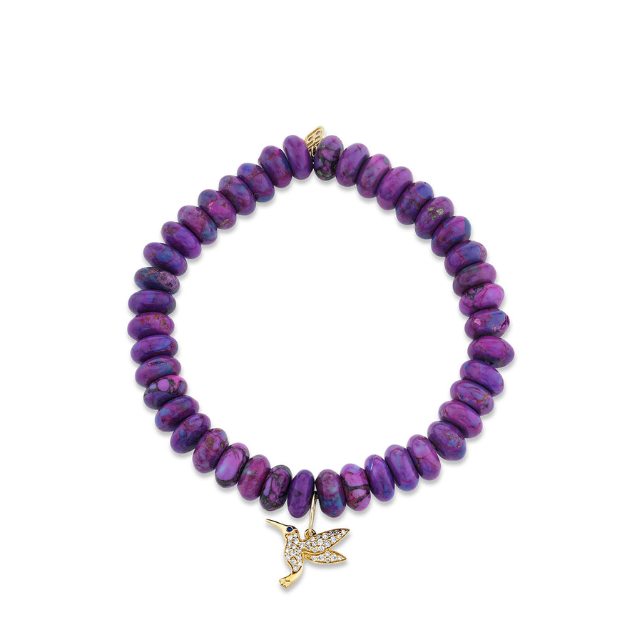 Gold & Diamond Hummingbird on Mohave Purple - Sydney Evan Fine Jewelry