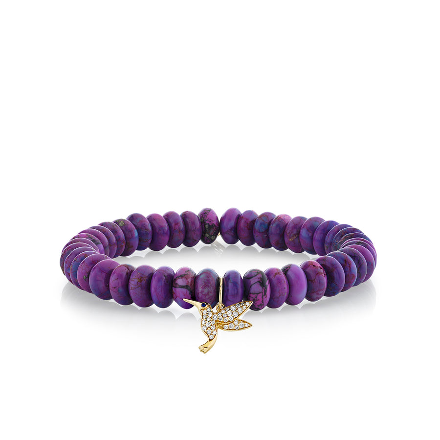 Gold & Diamond Hummingbird on Mohave Purple - Sydney Evan Fine Jewelry