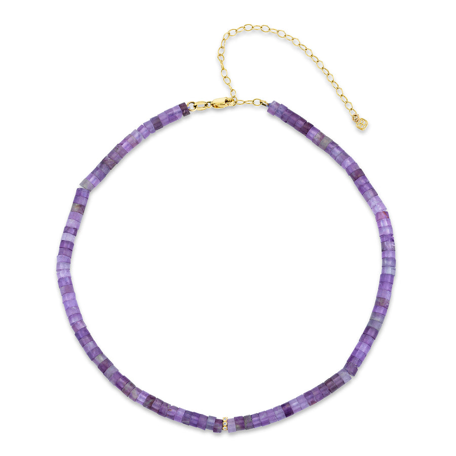 Gold & Diamond Rondelle Amethyst Heishi Necklace - Sydney Evan Fine Jewelry