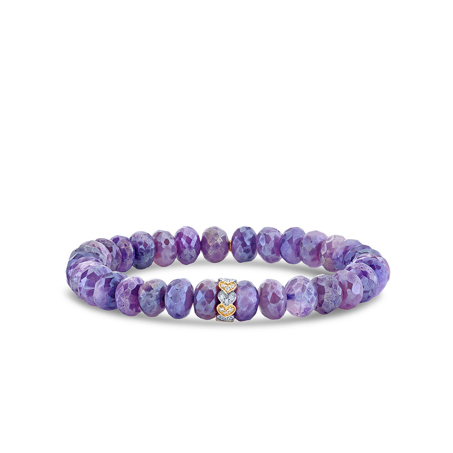 Gold & Diamond Heart Rondelle on Mystic Purple Moonstone - Sydney Evan Fine Jewelry