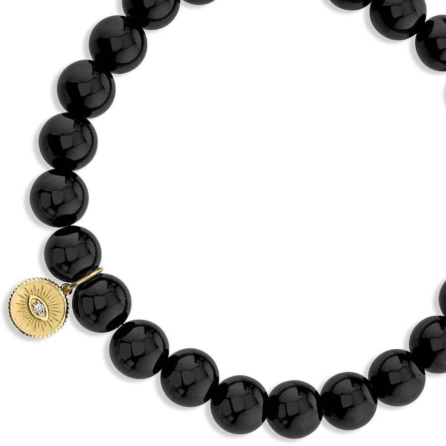 Men's Collection Gold & Diamond Small Marquise Eye Coin on Onyx - Sydney Evan Fine Jewelry
