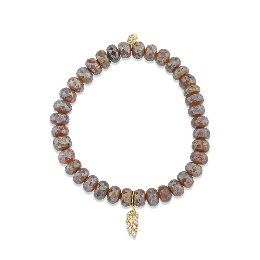 Gold & Diamond Tiny Feather on Mystic Brown Labradorite - Sydney Evan Fine Jewelry