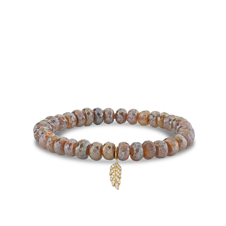 Gold & Diamond Tiny Feather on Mystic Brown Labradorite - Sydney Evan Fine Jewelry