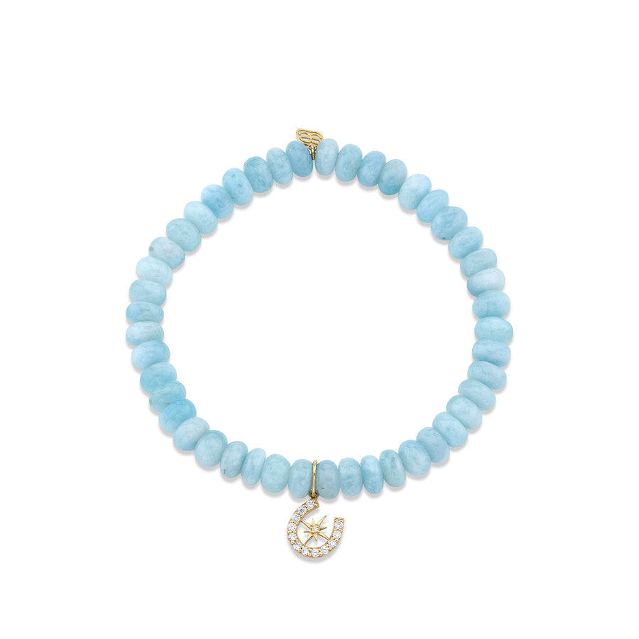Gold & Diamond Horseshoe Starburst on Aquamarine - Sydney Evan Fine Jewelry