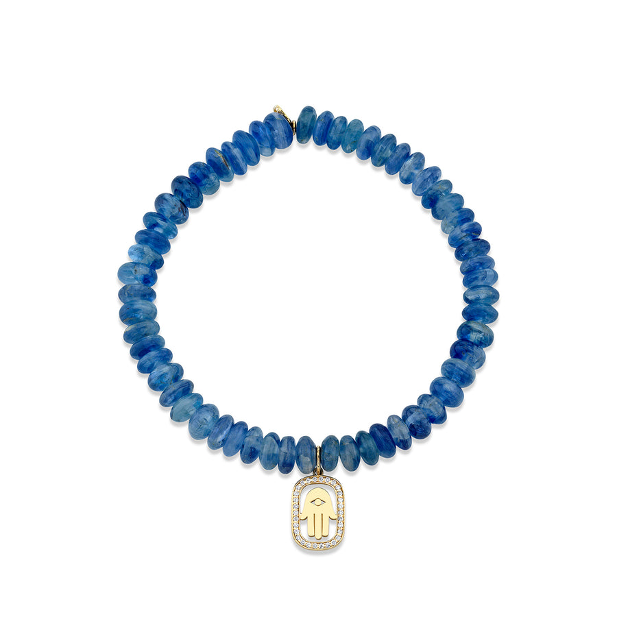 Gold & Diamond Hamsa on Blue Kyanite - Sydney Evan Fine Jewelry