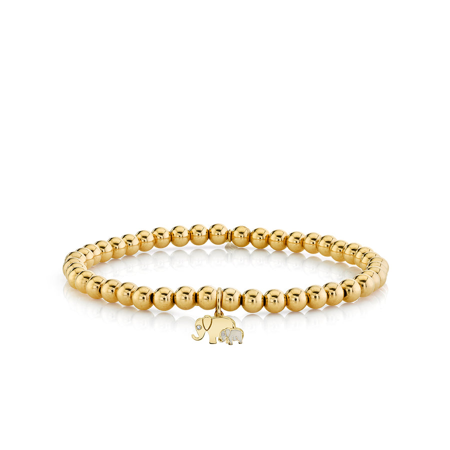 Gold & Enamel Elephant Family On Gold Beads - Sydney Evan Fine Jewelry