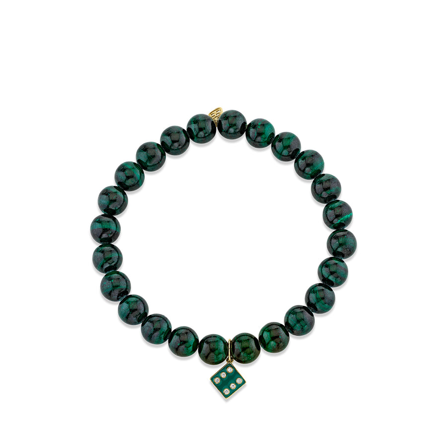 Men's Collection Gold & Diamond Enamel Dice on Malachite - Sydney Evan Fine Jewelry