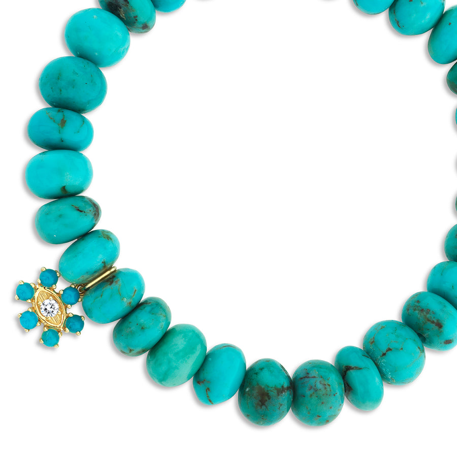 Gold & Turquoise Marquise Eye Flower on Turquoise - Sydney Evan Fine Jewelry