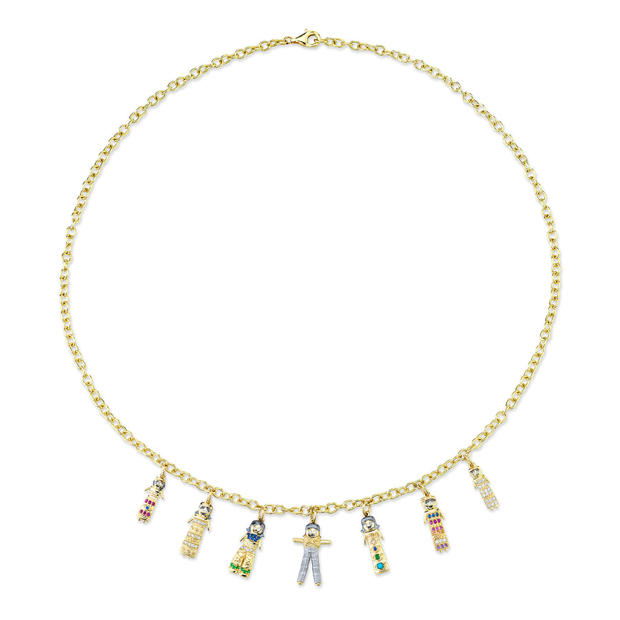Gold & Diamond Doll Multi-Charm Necklace - Sydney Evan Fine Jewelry