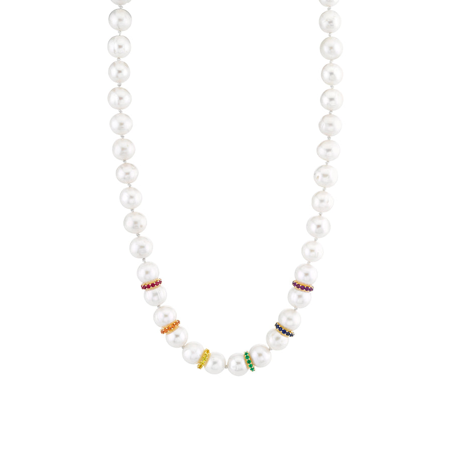 Gold & Rainbow Multi-Rondelle Pearl Necklace - Sydney Evan Fine Jewelry