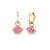 Gold & Pink Sapphire Enamel Charm Hoops