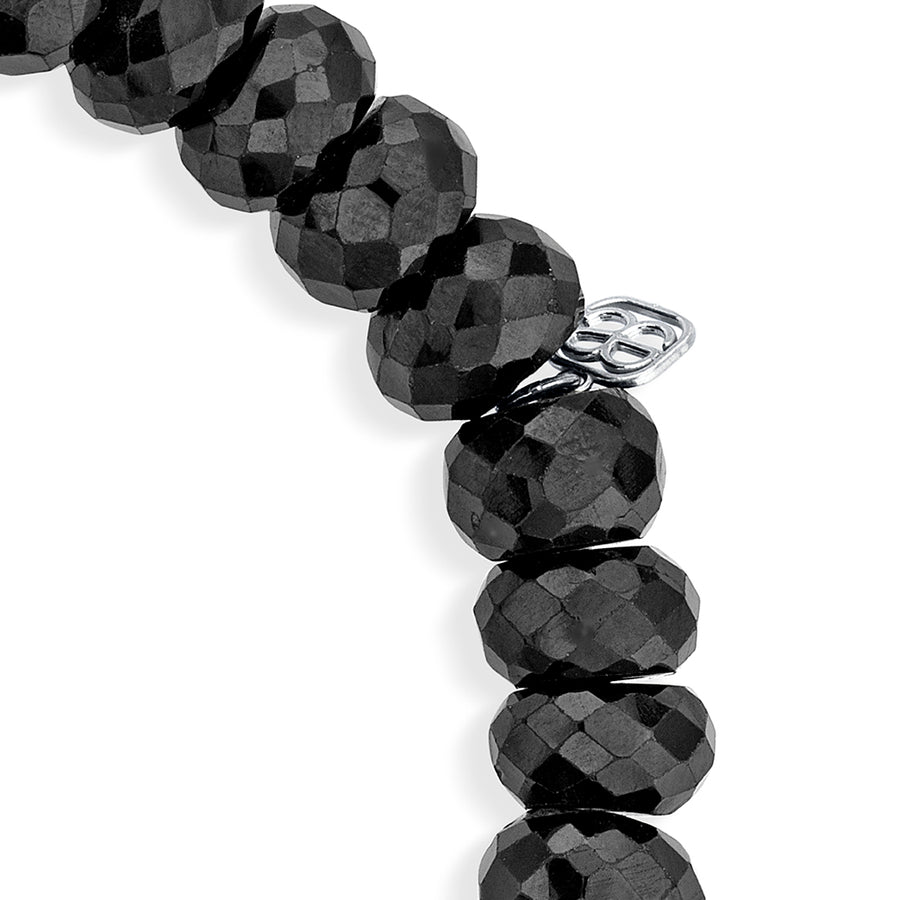 Gold & Diamond Baguette Rondelle on Black Spinel - Sydney Evan Fine Jewelry