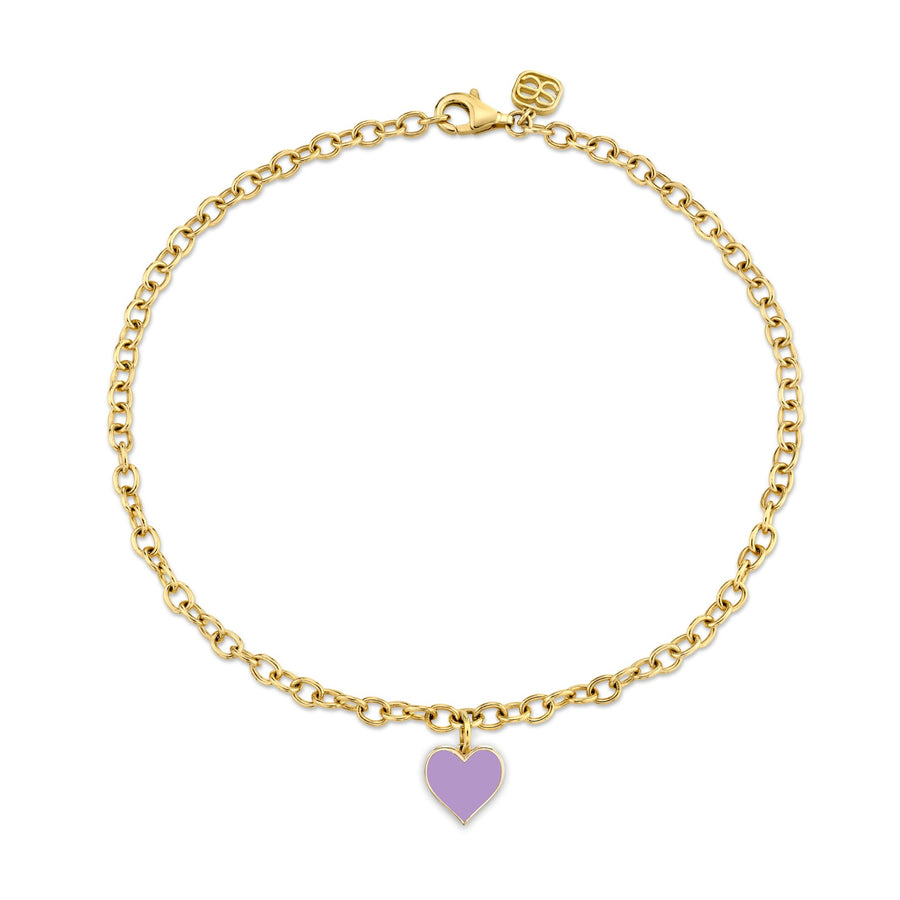 Gold & Enamel Small Heart Anklet - Sydney Evan Fine Jewelry