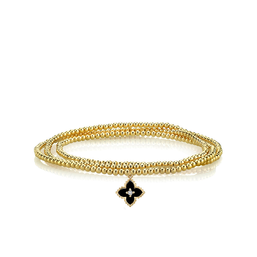 Gold & Diamond Enamel Mini Moroccan Flower on Gold Beads - Sydney Evan Fine Jewelry