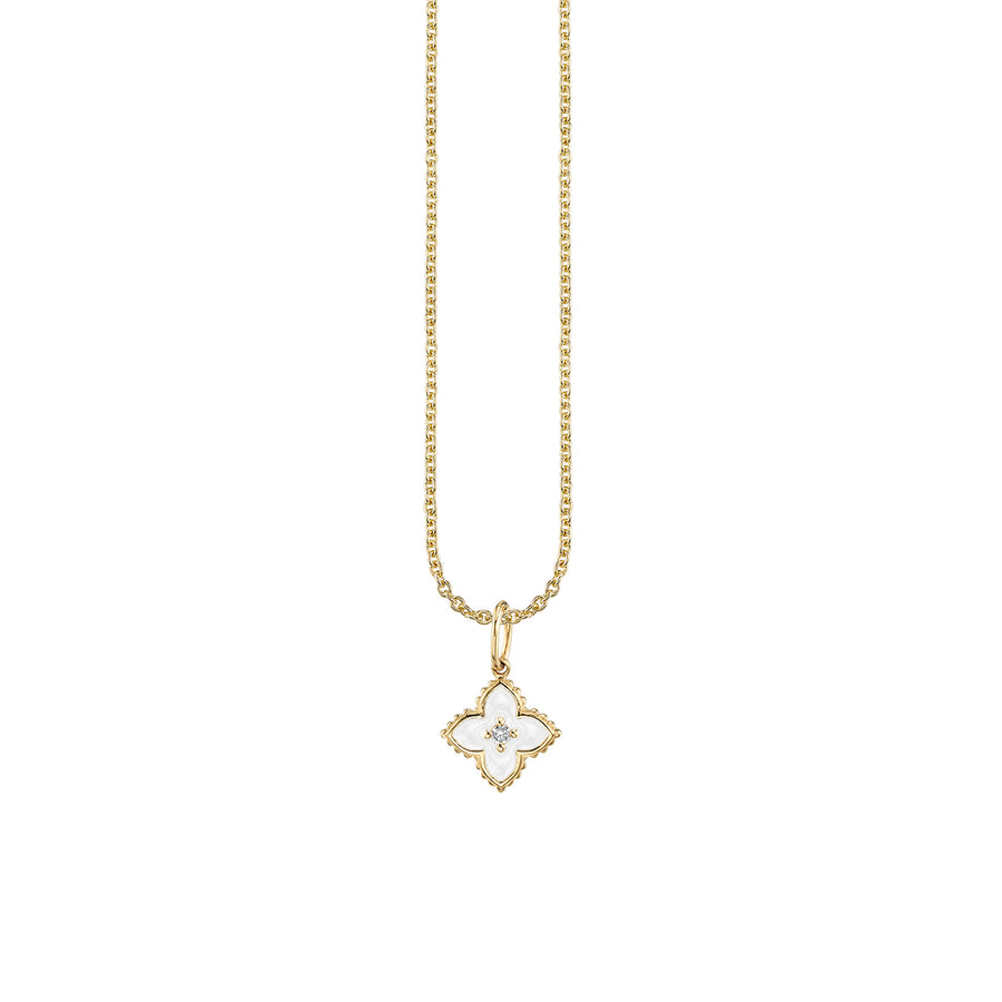 Gold & Diamond Mini Moroccan Flower Enamel Charm - Sydney Evan Fine Jewelry