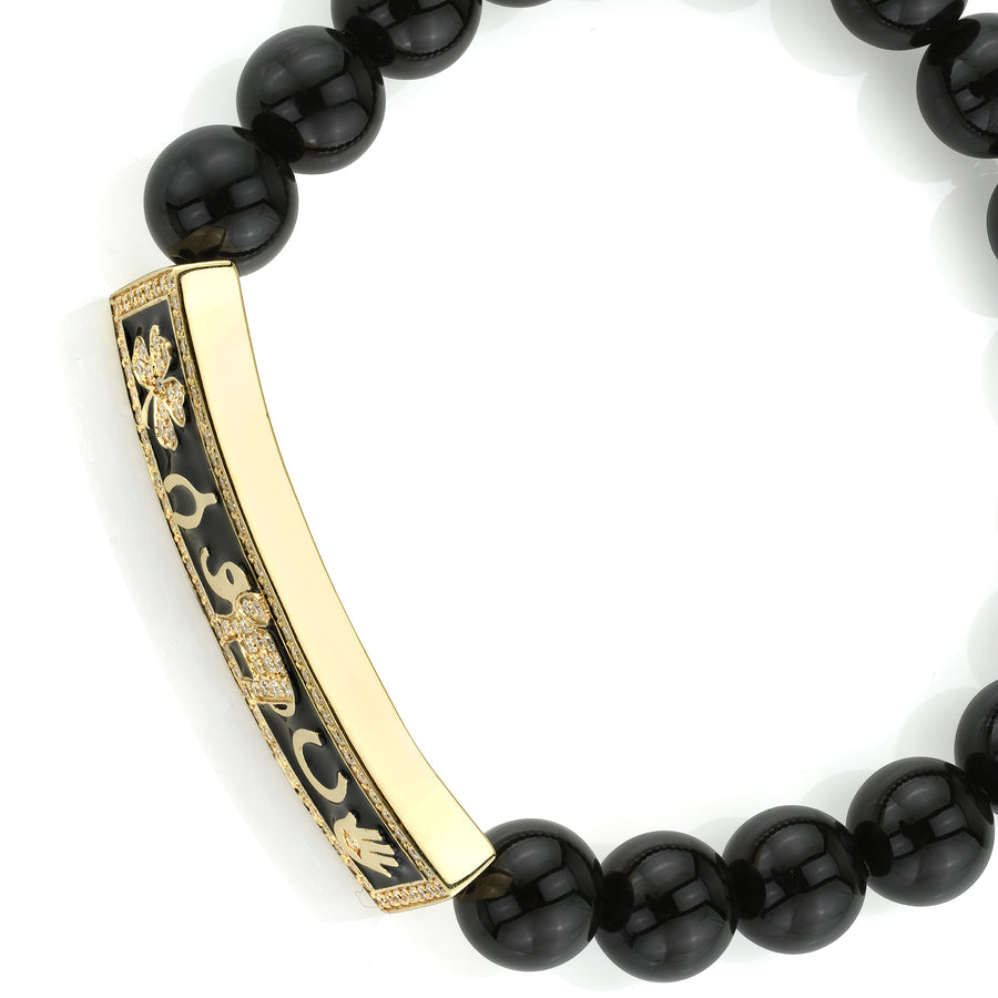 Gold & Diamond Enamel Luck Tableau on Onyx - Sydney Evan Fine Jewelry