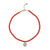Gold & Rainbow Evil Eye Red Bamboo Coral Anklet