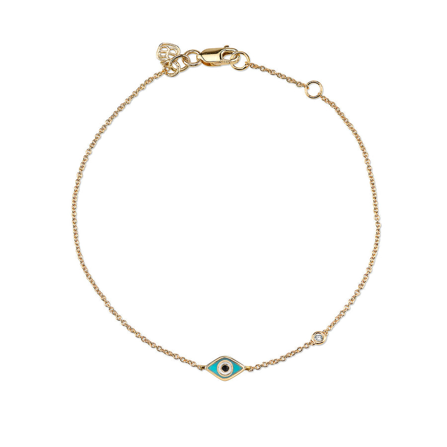Kids Collection Gold & Turquoise Mini Enamel Evil Eye Bracelet - Sydney Evan Fine Jewelry