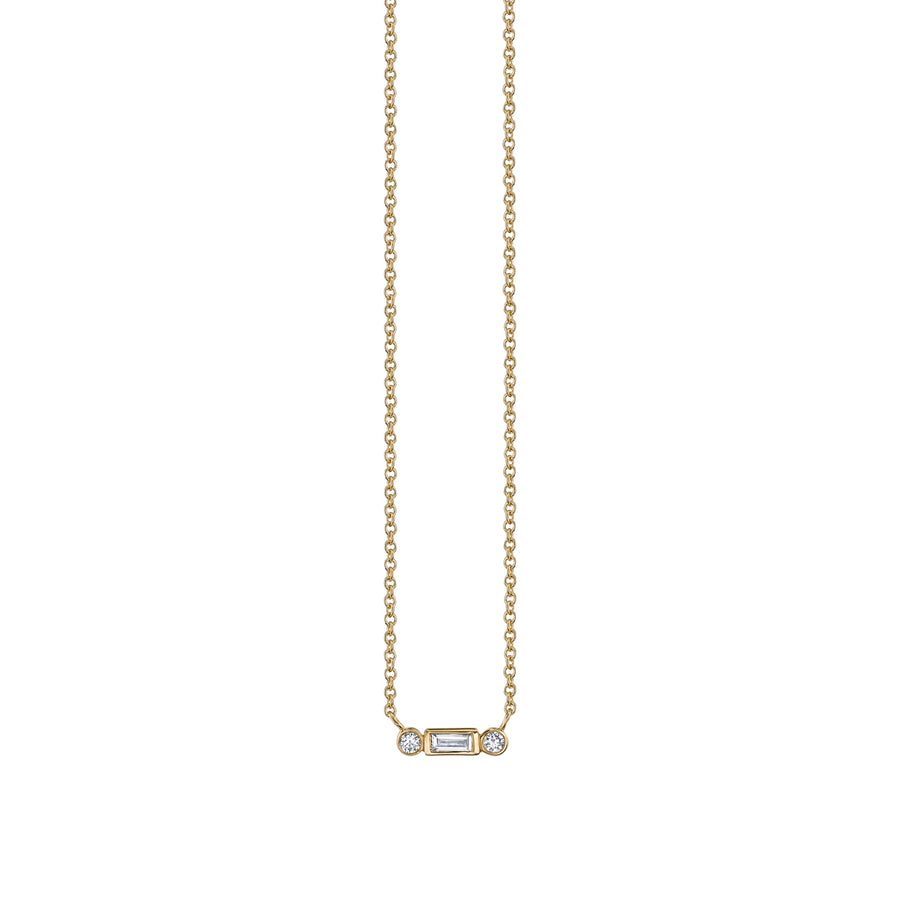 Gold & Diamond Baguette Round Bezel Necklace - Sydney Evan Fine Jewelry
