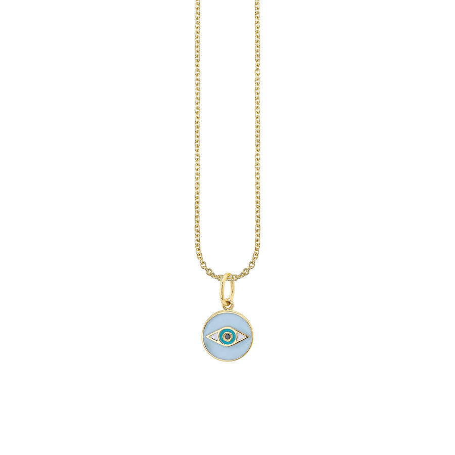 Gold & Enamel Tiny Evil Eye Medallion Charm - Sydney Evan Fine Jewelry