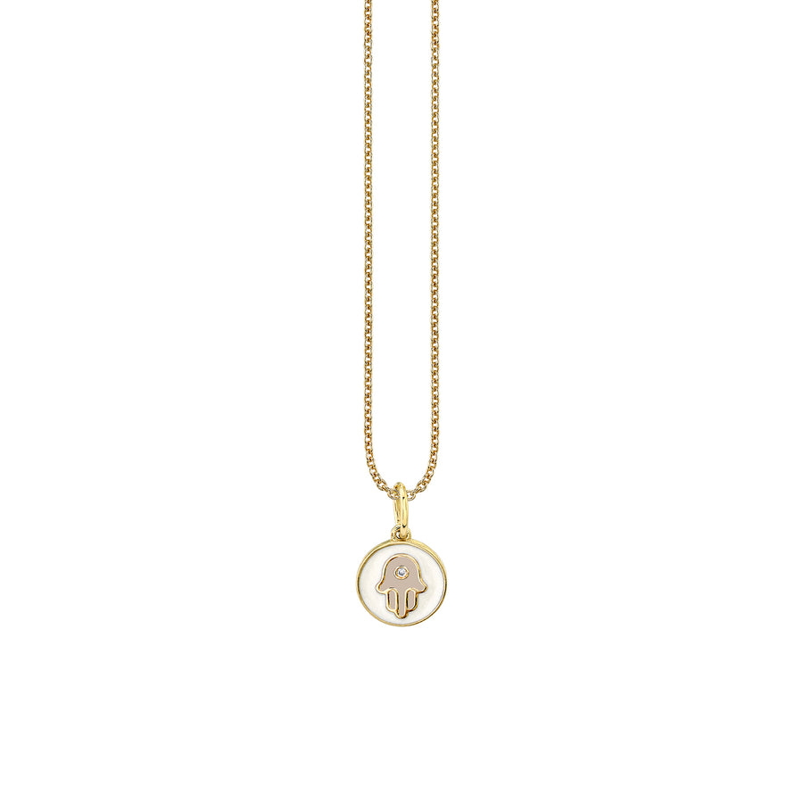 Gold & Enamel Tiny Hamsa Medallion Charm - Sydney Evan Fine Jewelry