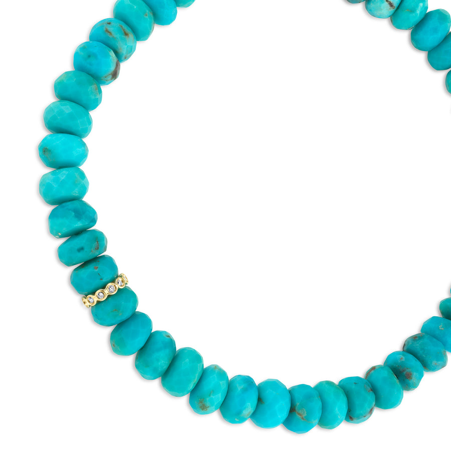 Gold & Diamond Rondelle on Turquoise - Sydney Evan Fine Jewelry