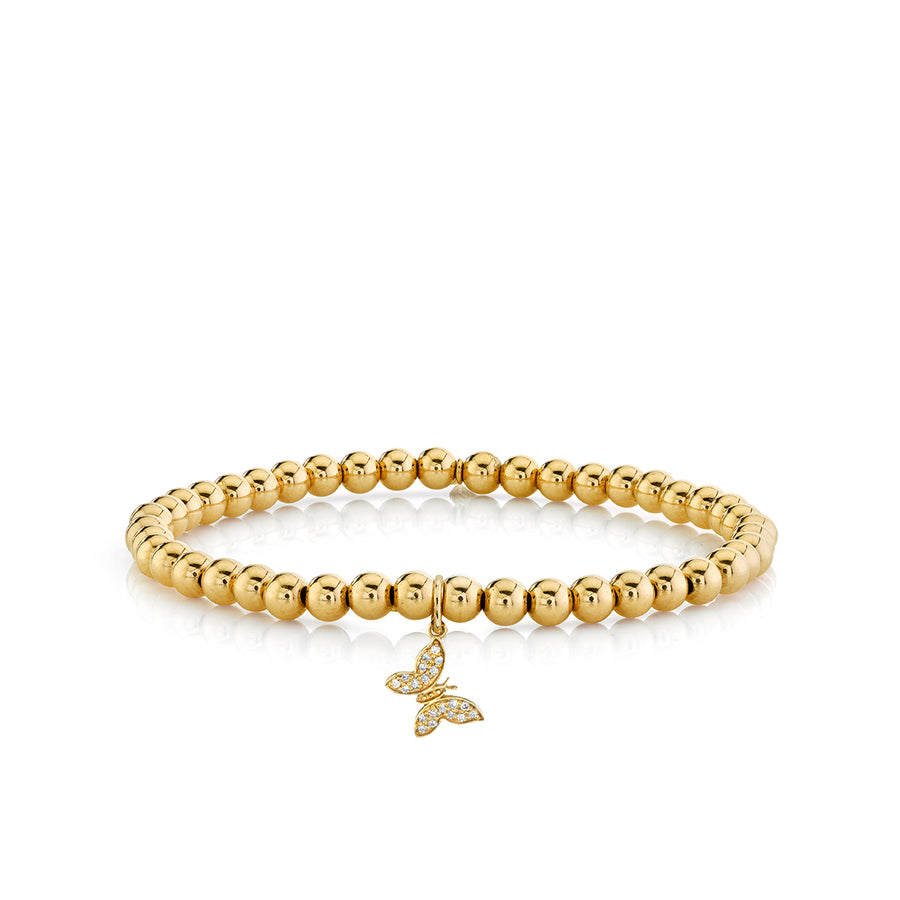 Gold & Diamond Tiny Butterfly On Gold Beads - Sydney Evan Fine Jewelry