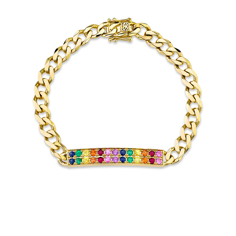 Gold & Rainbow Id Bar Bracelet - Sydney Evan Fine Jewelry