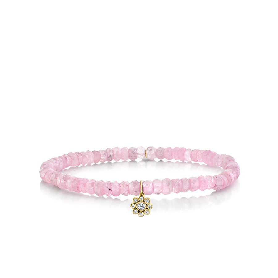 Gold & Diamond Flower on Mystic Pink Grapolite - Sydney Evan Fine Jewelry