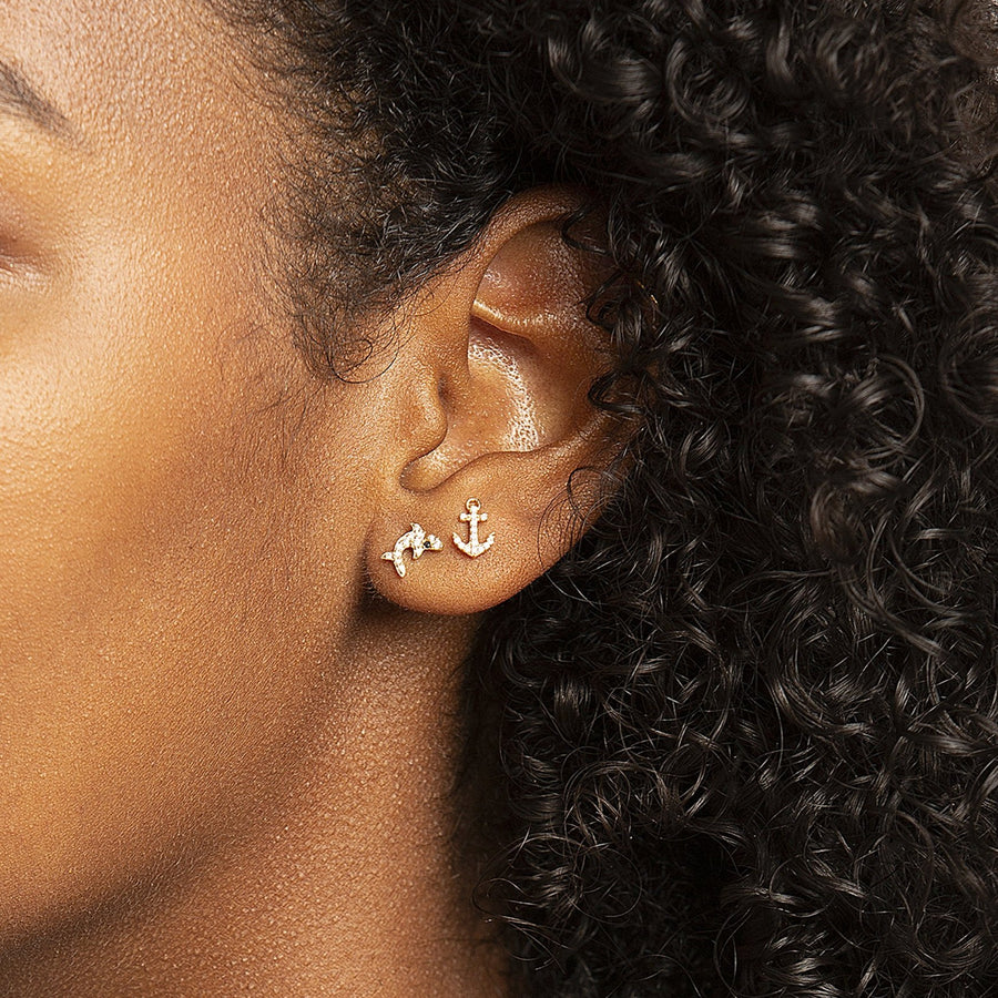 Diamond anchor stud earrings Clearance