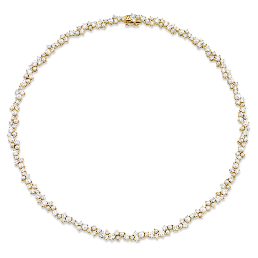 Gold & Diamond Pearl Cocktail Eternity Necklace - Sydney Evan Fine Jewelry