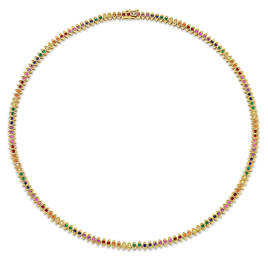 Gold & Rainbow Marquise Eye Eternity Necklace - Sydney Evan Fine Jewelry