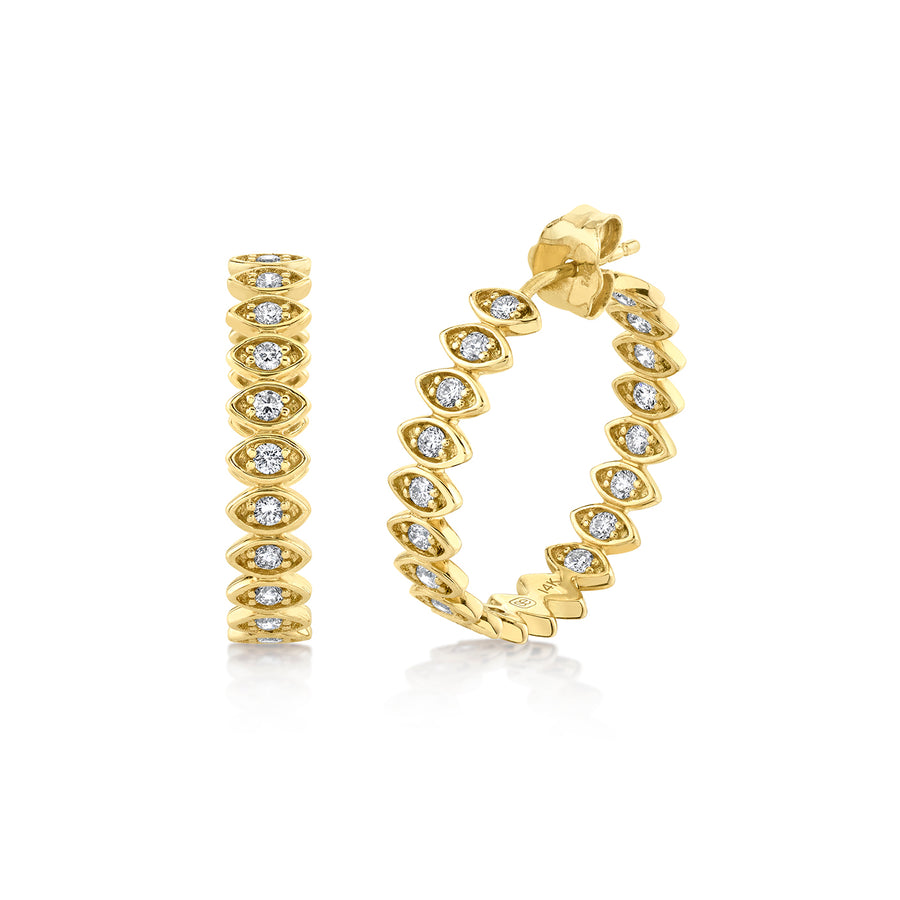 Gold & Diamond Marquise Eye Medium Hoops - Sydney Evan Fine Jewelry