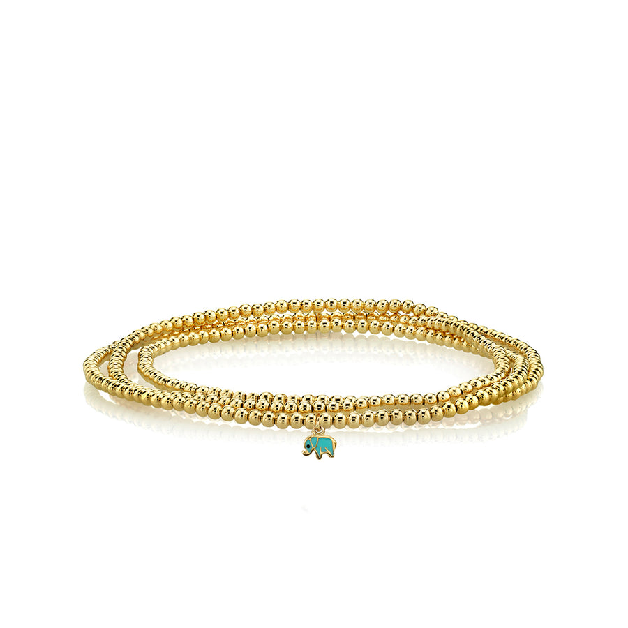 Gold & Enamel Tiny Elephant on Gold Beads - Sydney Evan Fine Jewelry