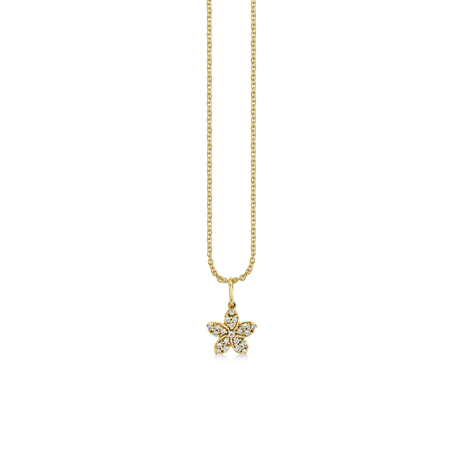 Gold and Diamond Small Plumeria Charm - Sydney Evan Fine Jewelry