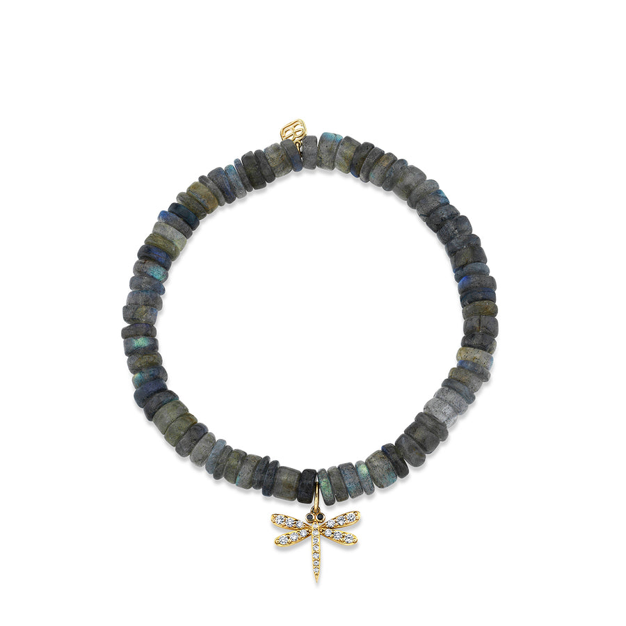 Gold & Diamond Dragonfly on Labradorite Heishi - Sydney Evan Fine Jewelry