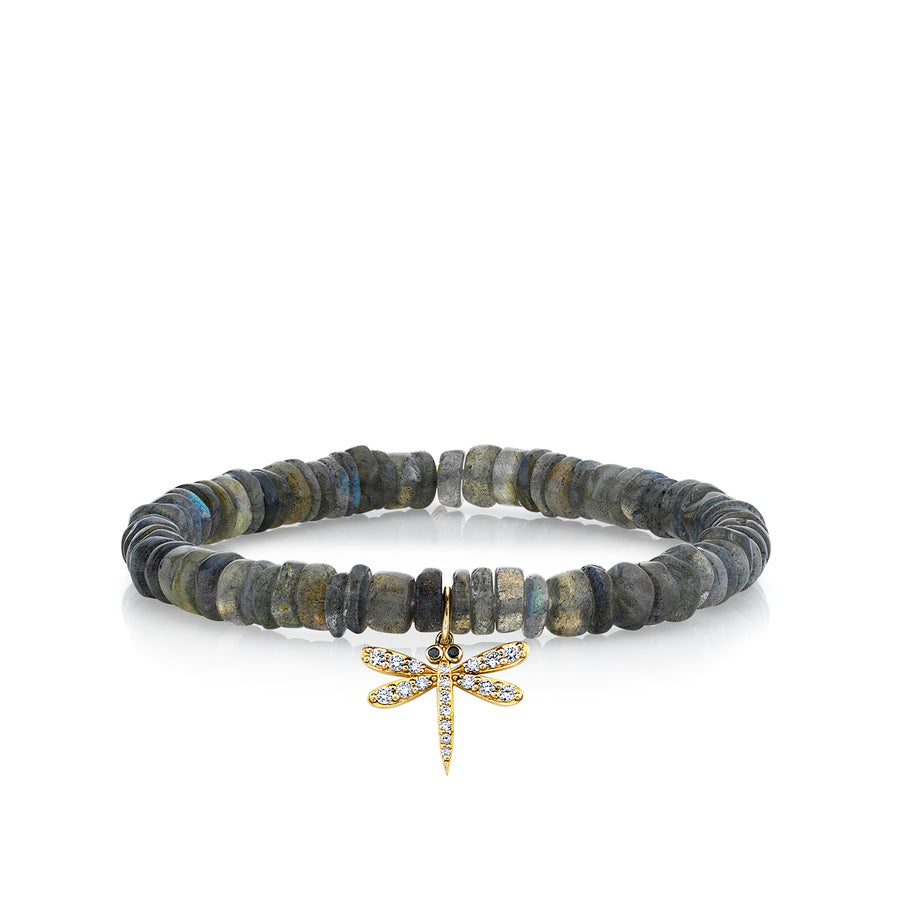 Gold & Diamond Dragonfly on Labradorite Heishi - Sydney Evan Fine Jewelry