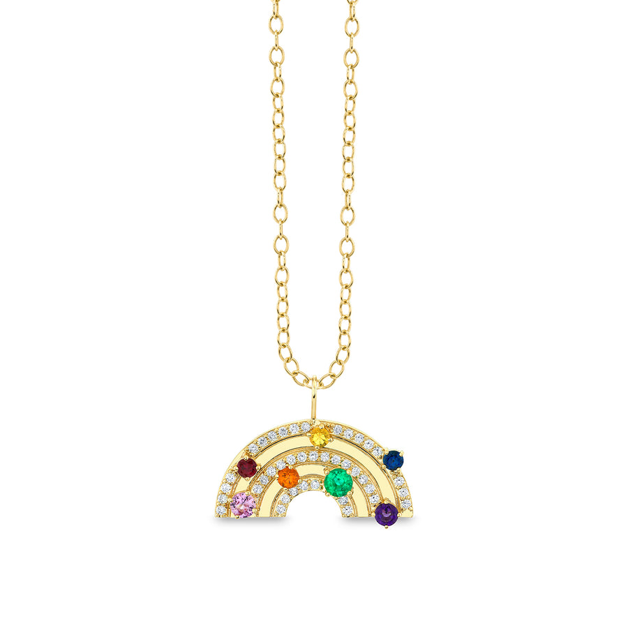 Rainbow Gemstone Necklace | CGP193Y-MIX | Valina Fine Jewelry