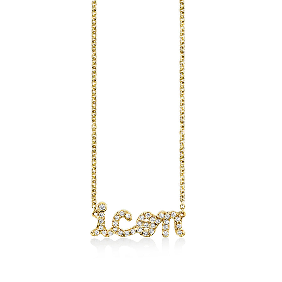 Gold & Diamond Icon Script Necklace - Sydney Evan Fine Jewelry