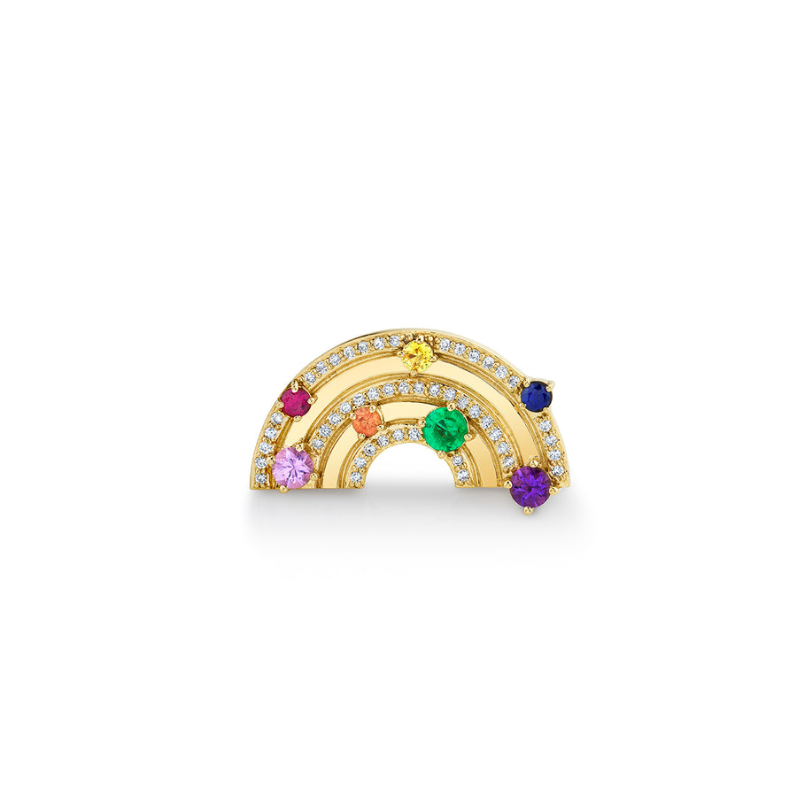 Gold & Diamond Rainbow Block Signet Ring - Sydney Evan Fine Jewelry
